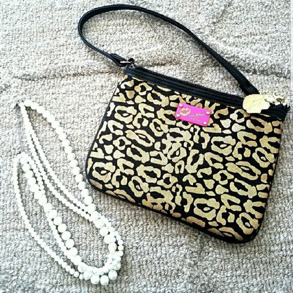 Betsey Johnson Handbags - 💋 Betsy Johnson animal print gold & black clutch